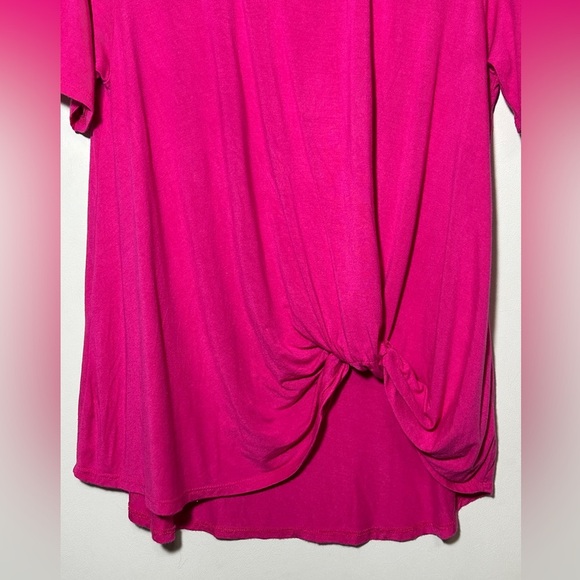 Jodifl Hot Pink Criss Cross Knot Hem Top size Large - Picture 3 of 7
